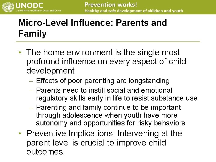 Micro-Level Influence: Parents and Family • The home environment is the single most profound