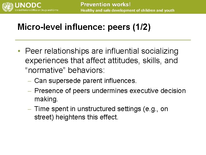 Micro-level influence: peers (1/2) • Peer relationships are influential socializing experiences that affect attitudes,