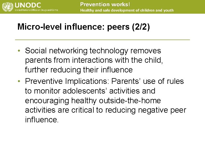 Micro-level influence: peers (2/2) • Social networking technology removes parents from interactions with the