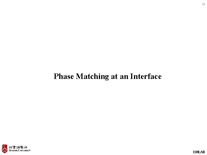 14 Phase Matching at an Interface EMLAB 