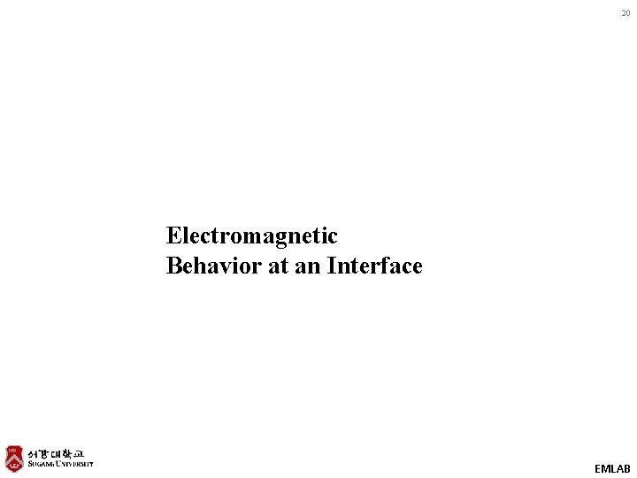 20 Electromagnetic Behavior at an Interface EMLAB 