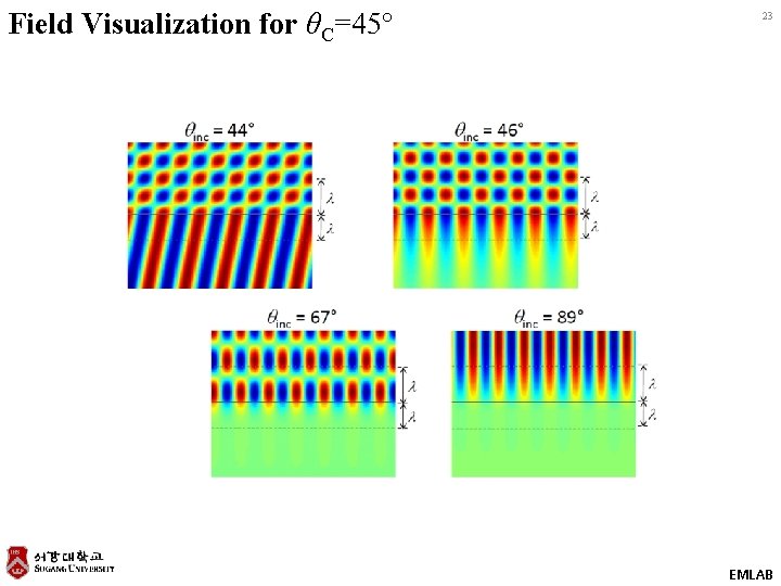 Field Visualization for θC=45° 23 EMLAB 
