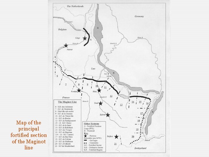 Map of the principal fortified section of the Maginot line 