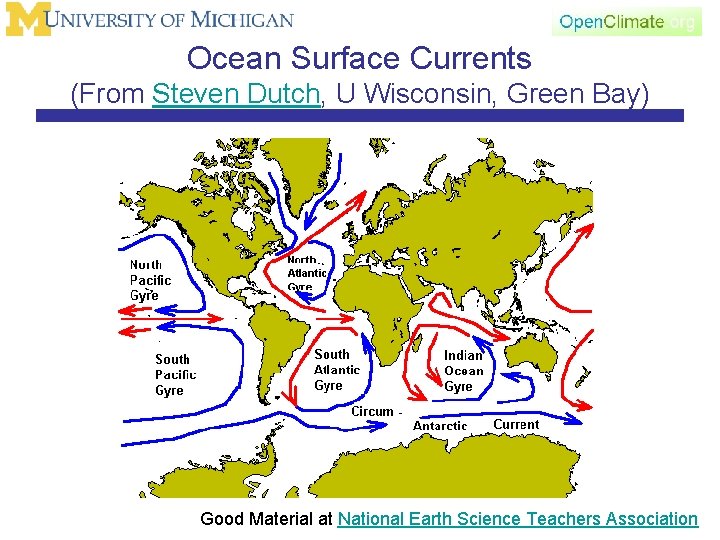 Ocean Surface Currents (From Steven Dutch, U Wisconsin, Green Bay) Good Material at National