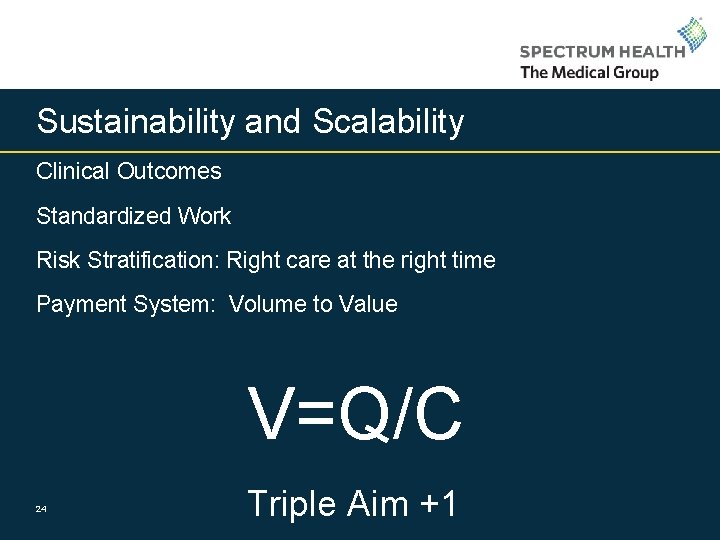 Sustainability and Scalability Clinical Outcomes Standardized Work Risk Stratification: Right care at the right