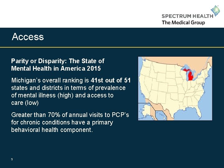 Access Parity or Disparity: The State of Mental Health in America 2015 Michigan’s overall