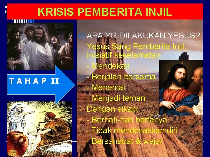 KRISIS PEMBERITA INJIL o APA YG DILAKUKAN YESUS? T A H A P II