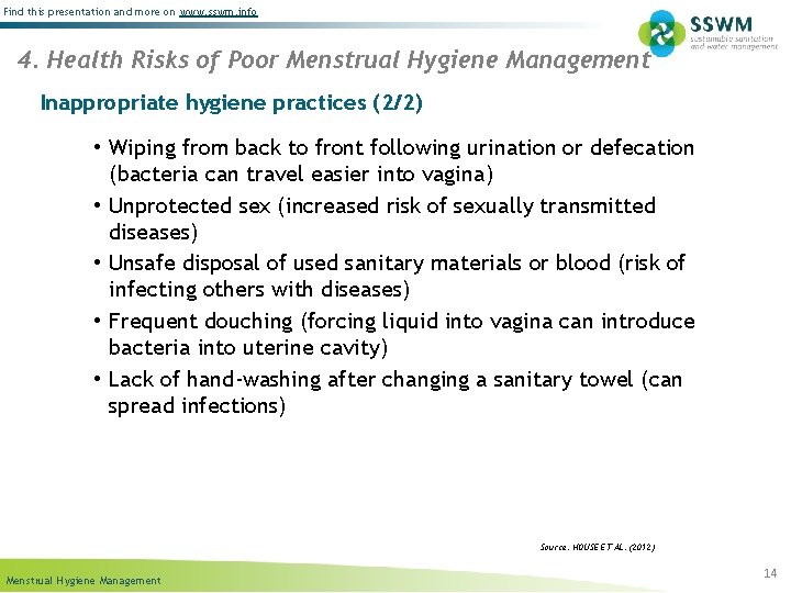 Find this presentation and more on www. sswm. info 4. Health Risks of Poor