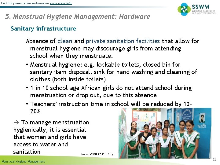 Find this presentation and more on www. sswm. info 5. Menstrual Hygiene Management: Hardware