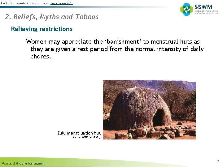 Find this presentation and more on www. sswm. info 2. Beliefs, Myths and Taboos