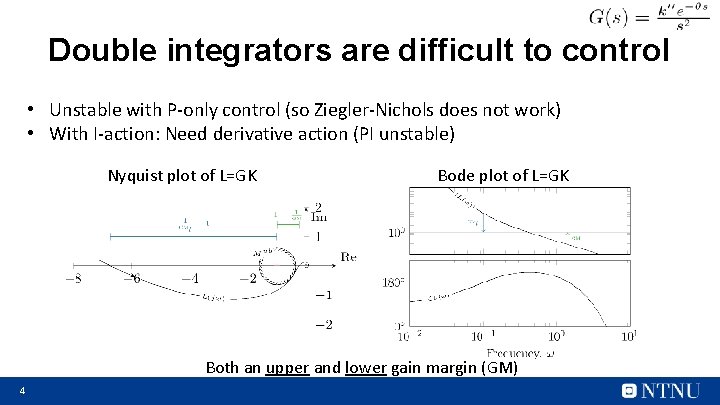 Double integrators are difficult to control • Unstable with P-only control (so Ziegler-Nichols does