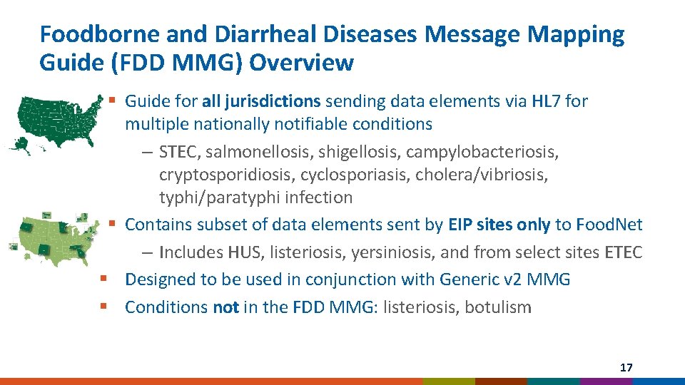 Foodborne and Diarrheal Diseases Message Mapping Guide (FDD MMG) Overview § Guide for all