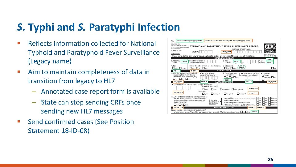 S. Typhi and S. Paratyphi Infection § § § Reflects information collected for National