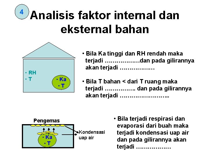4 Analisis faktor internal dan eksternal bahan • Bila Ka tinggi dan RH rendah