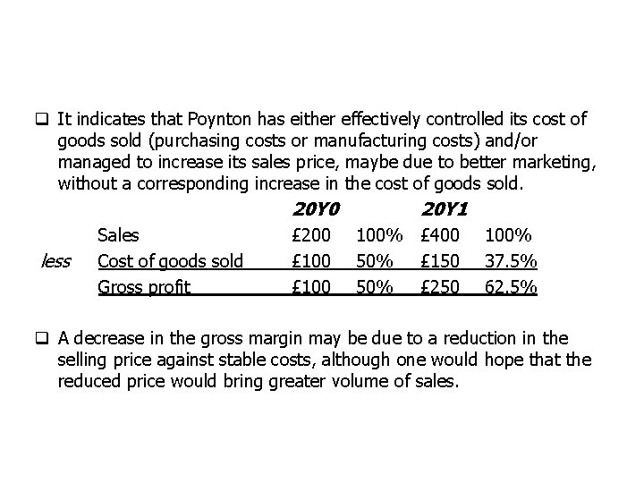 q It indicates that Poynton has either effectively controlled its cost of goods sold