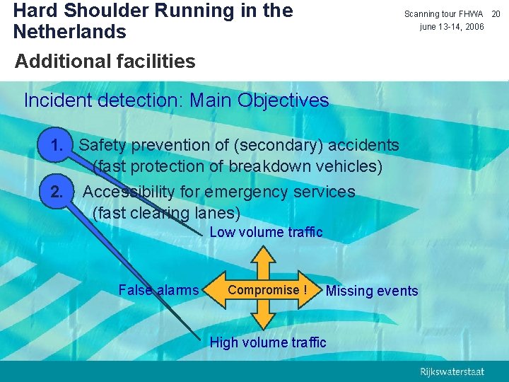 Hard Shoulder Running in the Netherlands Additional facilities Scanning tour FHWA 20 june 13