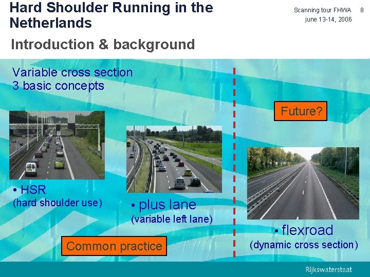 Hard Shoulder Running in the Netherlands Introduction & background Scanning tour FHWA june 13