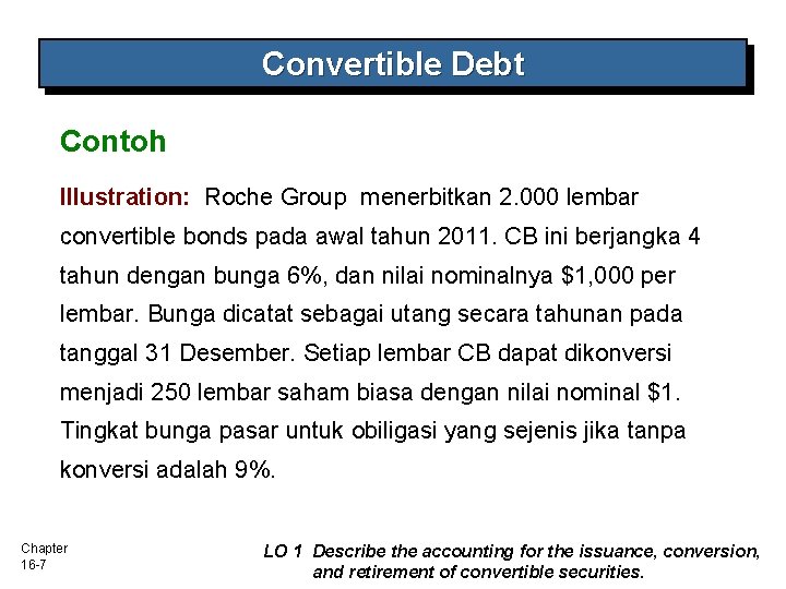 Convertible Debt Contoh Illustration: Roche Group menerbitkan 2. 000 lembar convertible bonds pada awal