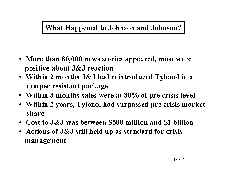 What Happened to Johnson and Johnson? • More than 80, 000 news stories appeared,