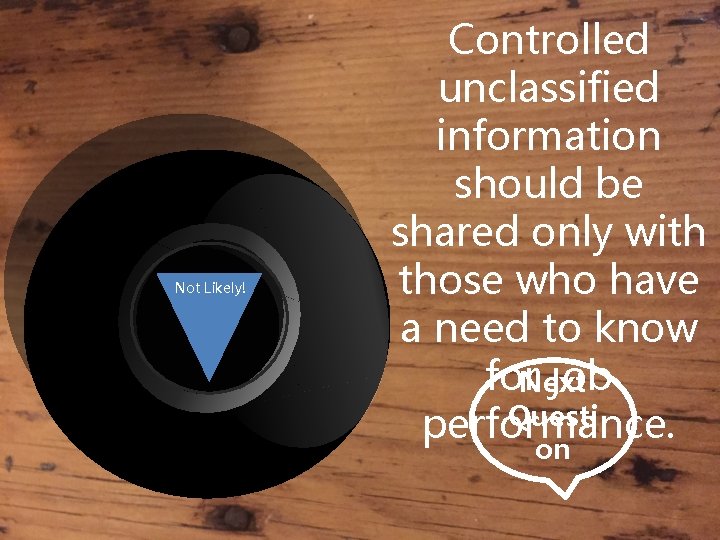 Not Likely! Controlled unclassified information should be shared only with those who have a