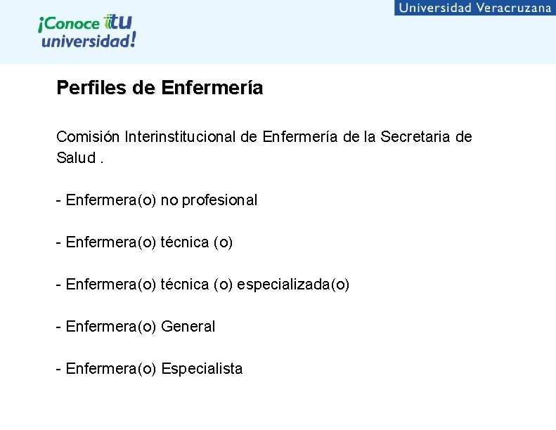 Perfiles de Enfermería Comisión Interinstitucional de Enfermería de la Secretaria de Salud. Enfermera(o) no