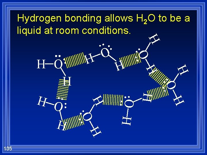 105 H H O H H O O H Hydrogen bonding allows H 2