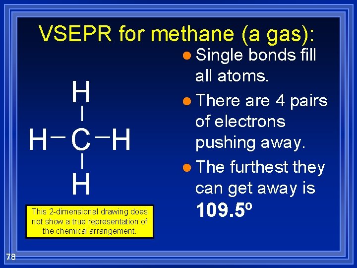 VSEPR for methane (a gas): l Single H H C H H This 2