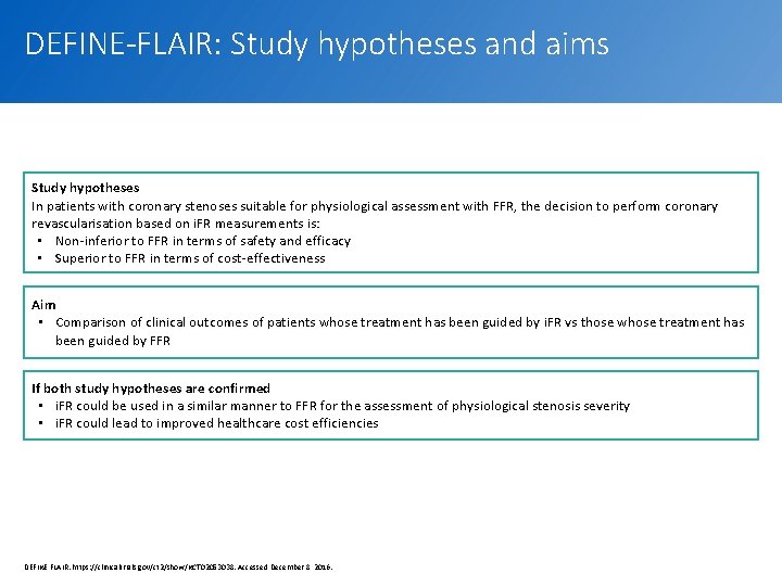DEFINE-FLAIR: Study hypotheses and aims Study hypotheses In patients with coronary stenoses suitable for