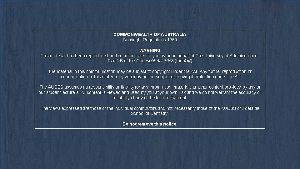 COMMONWEALTH OF AUSTRALIA Copyright Regulations 1969 WARNING This material has been reproduced and communicated
