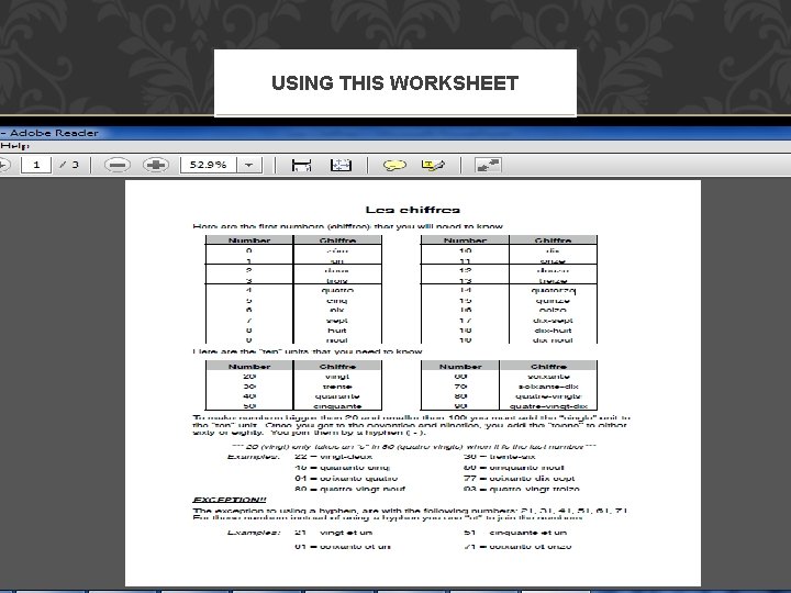 USING THIS WORKSHEET 