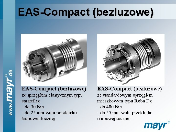 EAS-Compact (bezluzowe) ze sprzęgłem elastycznym typu smartflex - do 50 Nm - do 25