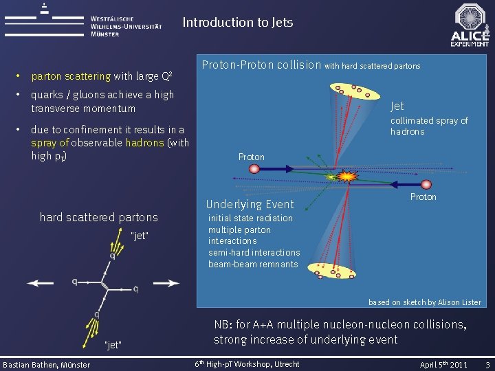 Introduction to Jets • parton scattering with large • quarks / gluons achieve a