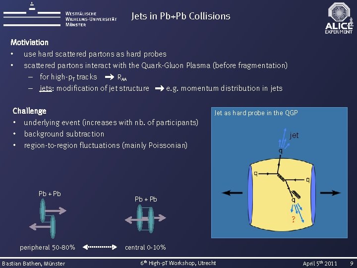 Jets in Pb+Pb Collisions Motiviation • use hard scattered partons as hard probes •