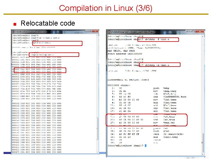 Compilation in Linux (3/6) Relocatable code 22 