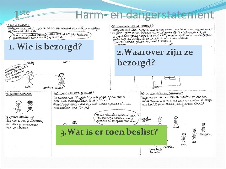 1 ste Harm- en dangerstatement 1. Wie is bezorgd? 2. Waarover zijn ze bezorgd?