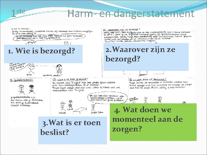 1 ste Harm- en dangerstatement 1. Wie is bezorgd? 3. Wat is er toen