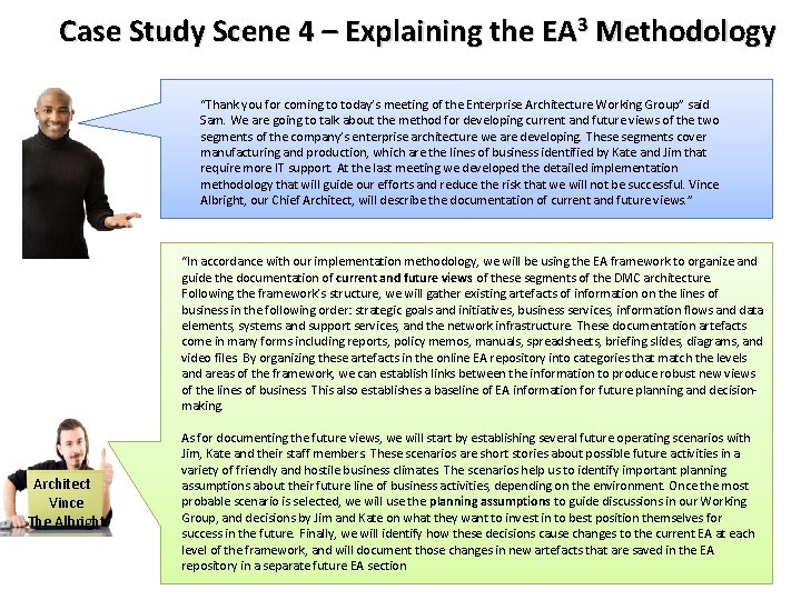 Case Study Scene 4 – Explaining the EA 3 Methodology “Thank you for coming Case Study Scene 4 – Explaining the EA 3 Methodology “Thank you for coming