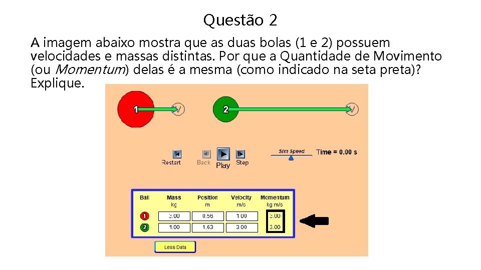 Questão 2 A imagem abaixo mostra que as duas bolas (1 e 2) possuem