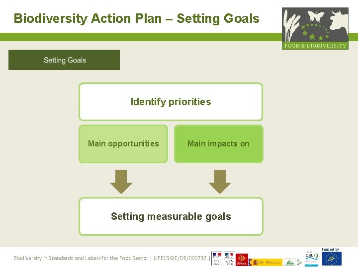 Biodiversity Action Plan – Setting Goals Identify priorities Main opportunities Main impacts on Setting