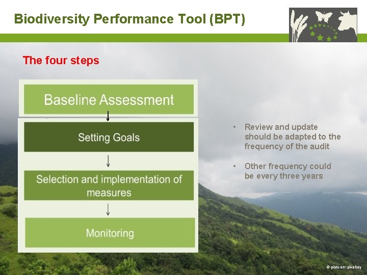 Biodiversity Performance Tool (BPT) The four steps • Review and update should be adapted