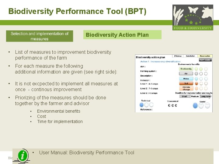 Biodiversity Performance Tool (BPT) Biodiversity Action Plan • List of measures to improvement biodiversity