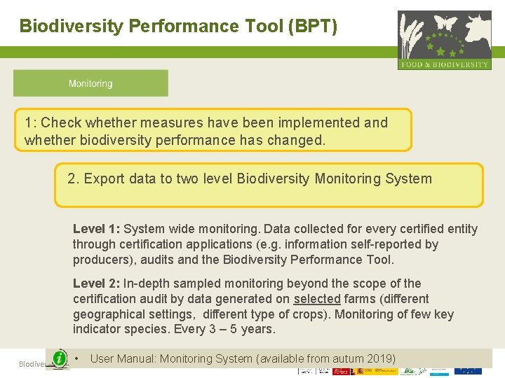 Biodiversity Performance Tool (BPT) 1: Check whether measures have been implemented and whether biodiversity