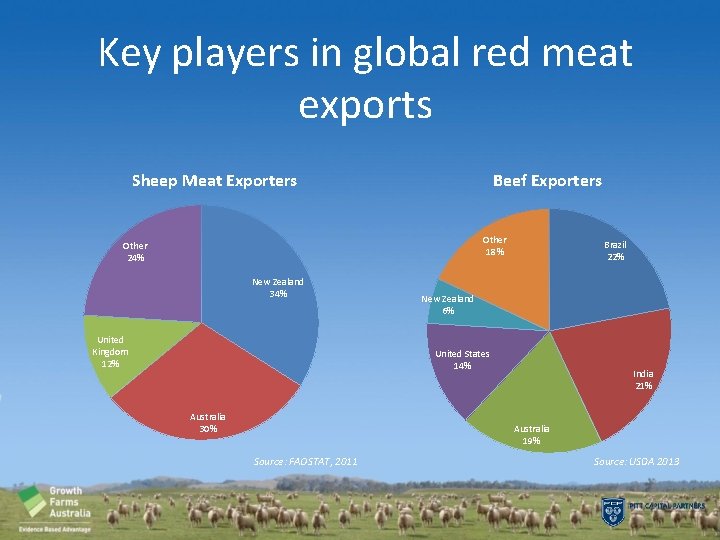 Key players in global red meat exports Sheep Meat Exporters Beef Exporters Other 18%