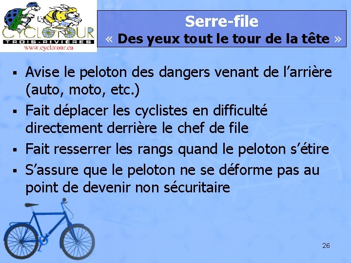Serre-file « Des yeux tout le tour de la tête » § § Avise