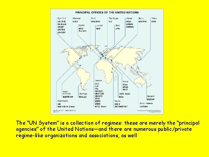 The “UN System” is a collection of regimes: these are merely the “principal agencies”