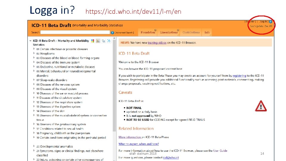 Logga in? https: //icd. who. int/dev 11/l-m/en olafr steinum 2018 14 
