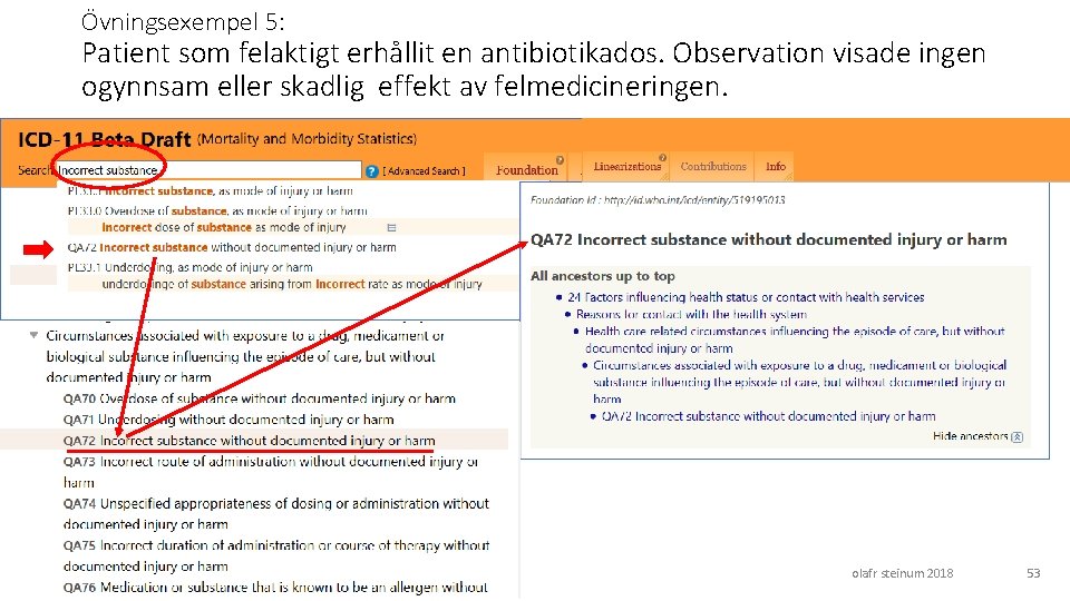 Övningsexempel 5: Patient som felaktigt erhållit en antibiotikados. Observation visade ingen ogynnsam eller skadlig