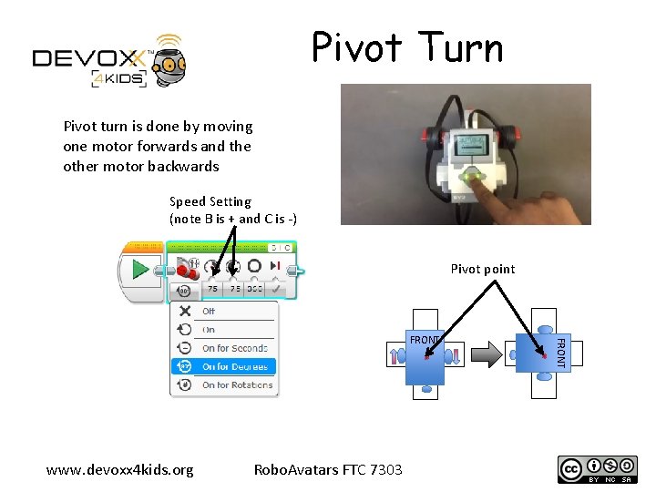 Pivot Turn Pivot turn is done by moving one motor forwards and the other