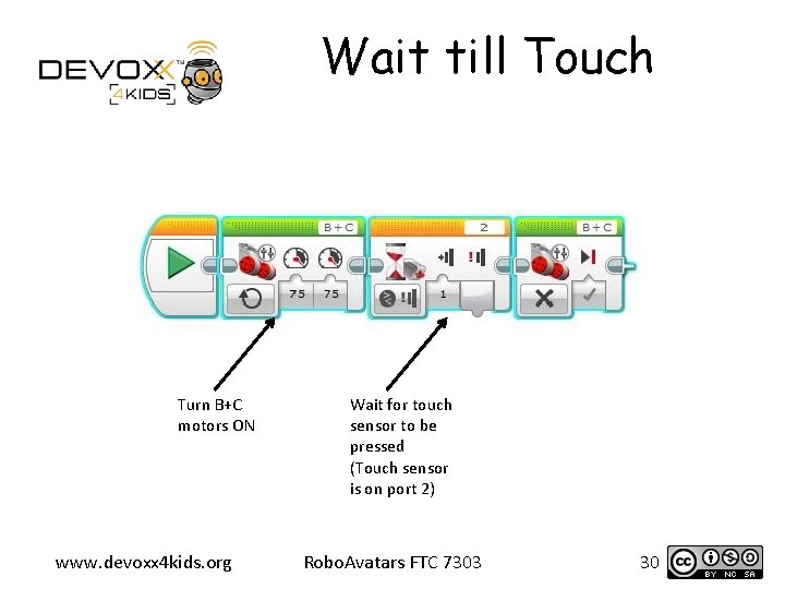 Wait till Touch Turn B+C motors ON www. devoxx 4 kids. org Wait for