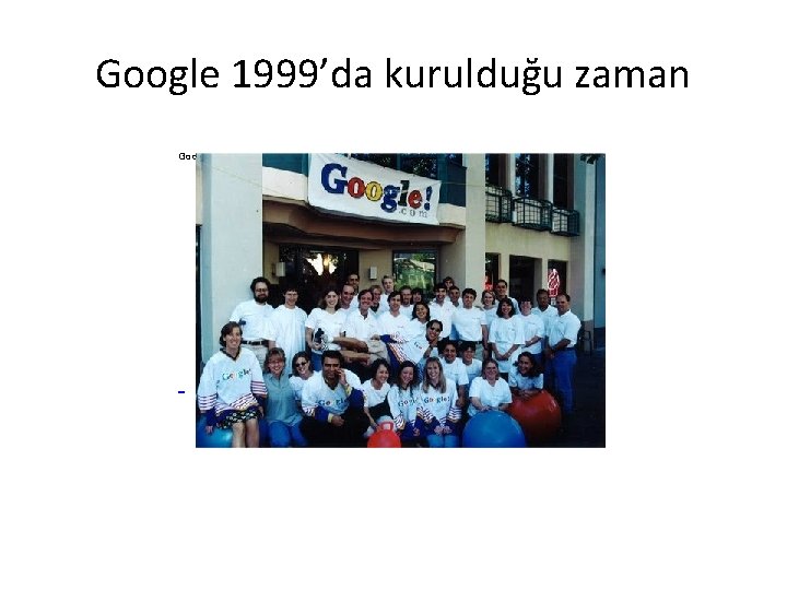 Google 1999’da kurulduğu zaman Google in 1999, when they started. 